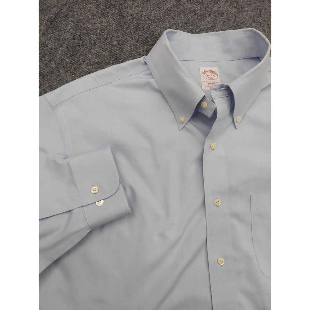 Lot 2 Brooks Brothers Shirt Mens 16.5 2/3 Blue Check Button Down Long Sleeve - Picture 9 of 13